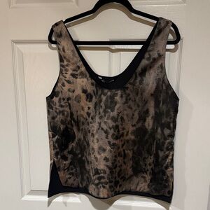 Zara Black and Brown Animal Print Tank Top